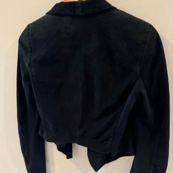 Alice + Olivia Harvey Open Front Goat Suede Leather Jacket | Women's Small Black - Picture 6 of 9